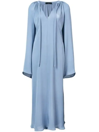 Shop Voz Bell Sleeve Dress In Blue