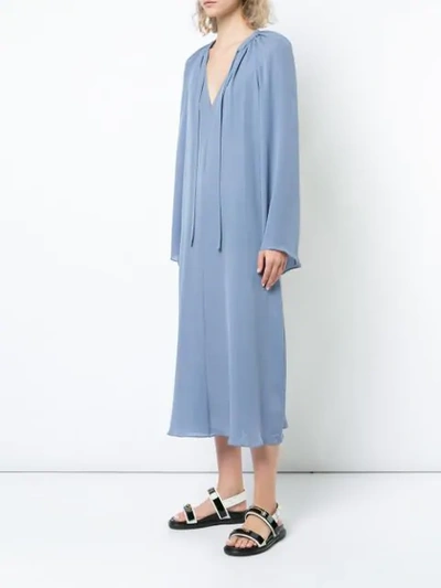 Shop Voz Bell Sleeve Dress In Blue