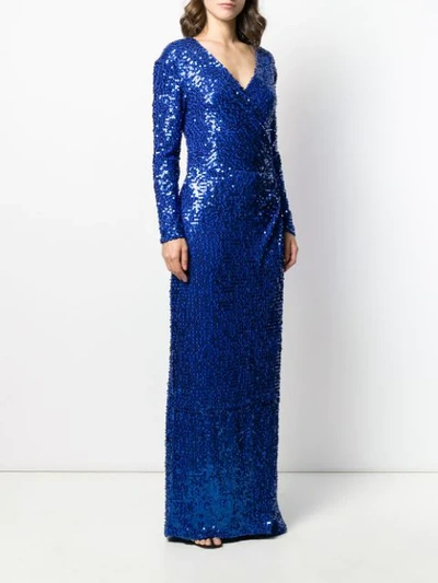 Shop P.a.r.o.s.h Sequin Evening Gown In Blue