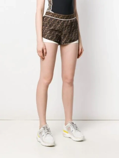 Shop Fendi Double 'f' Print Shorts In White