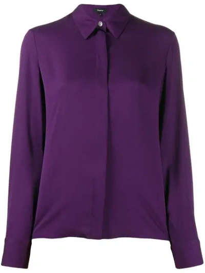 Shop Theory Classic Fitted Shirt In Purple