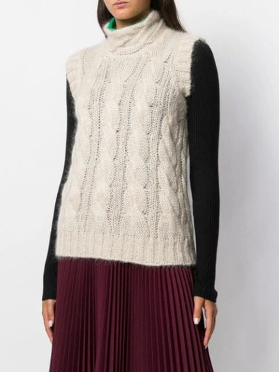 Shop Prada Cable Knit Vest In F0627 Albino