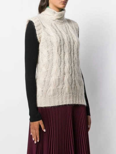 PRADA CABLE KNIT VEST - 白色