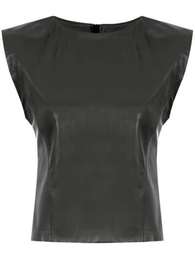 Shop Andrea Bogosian Leather Blouse - Black