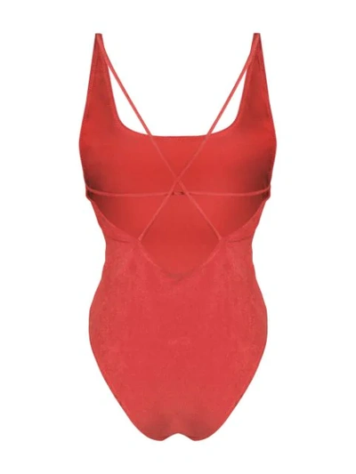 GANNI ONE-PIECE SWIMSUIT - 红色