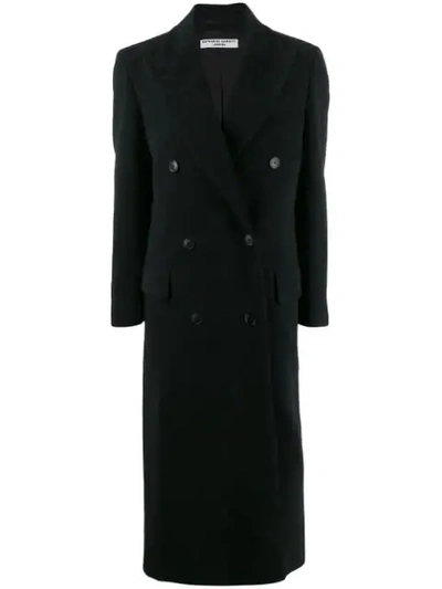 Shop Katharine Hamnett Simona Double-breasted Moleskin Coat In Black