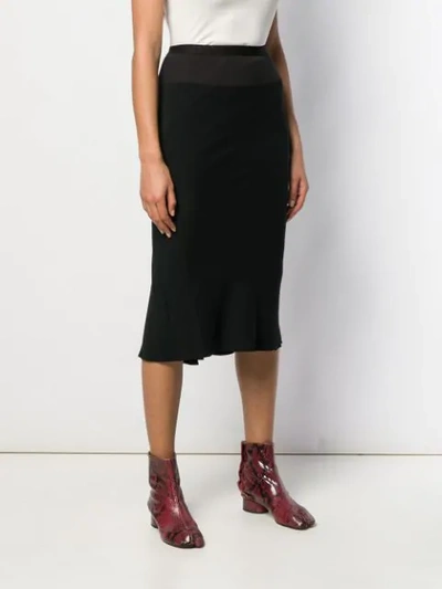 RICK OWENS PENCIL MIDI SKIRT - 黑色