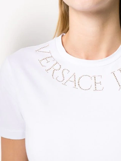 Shop Versace Jeans Couture Studded Logo T-shirt In White