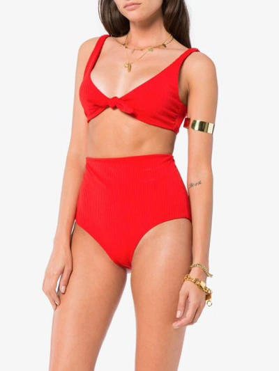 Shop Mara Hoffman Rio Bow-tie Ribbed Bikini - Red