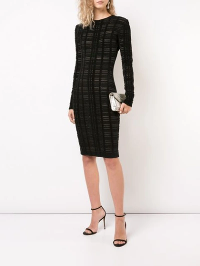 Shop Alexandre Vauthier Grid Pattern Fitted Dress In Black