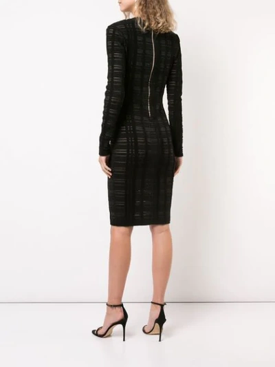 Shop Alexandre Vauthier Grid Pattern Fitted Dress In Black