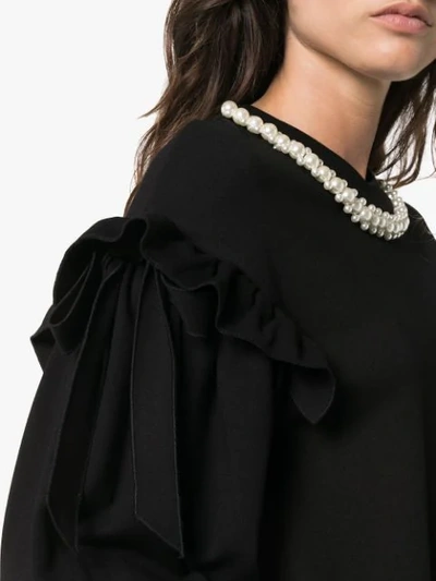 Shop Simone Rocha Pearl Embellished Collar Top In Black