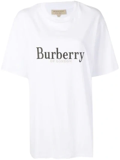 BURBERRY EMBROIDERED ARCHIVE LOGO T-SHIRT - 白色