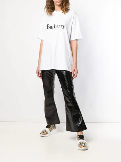 BURBERRY EMBROIDERED ARCHIVE LOGO T-SHIRT - 白色