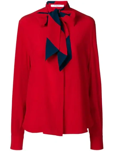 Shop Givenchy Detachable Scarf Blouse - Red