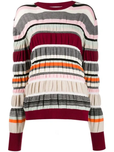 Shop Jw Anderson Striped Ruched Jumper In Red