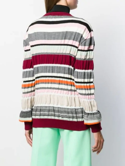 Shop Jw Anderson Striped Ruched Jumper In Red