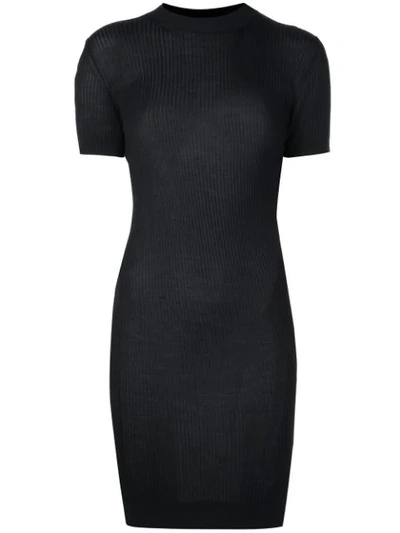 Shop Vera Wang Ribbed Knit Mini Dress In Black