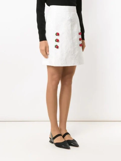 Shop Dolce & Gabbana Floral Brocade A-line Skirt In White