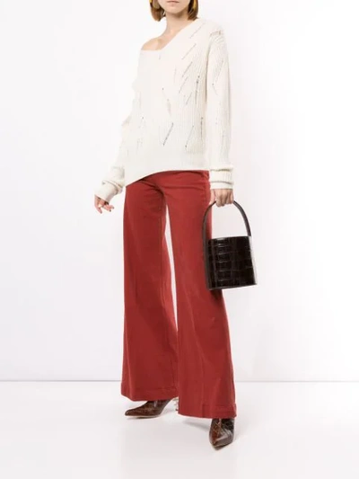 Shop Frame Wide-leg Flared Jeans In Red