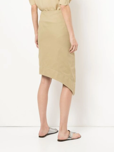 Shop Bassike Asymmetric Button Skirt - Brown