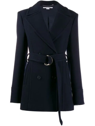 Shop Stella Mccartney Double-breasted Belted Coat In Blue