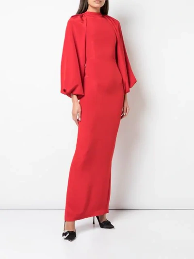 Shop Adam Lippes Wide-sleeve Fitted Dress In Red