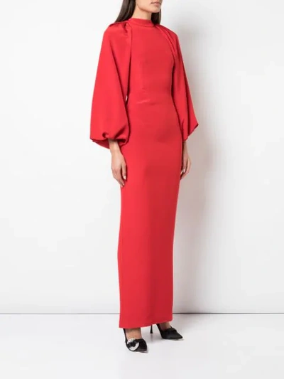 Shop Adam Lippes Wide-sleeve Fitted Dress In Red