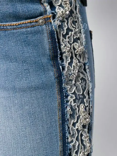 Shop Ermanno Scervino Embellished Cropped Jeans In 94037 Blue