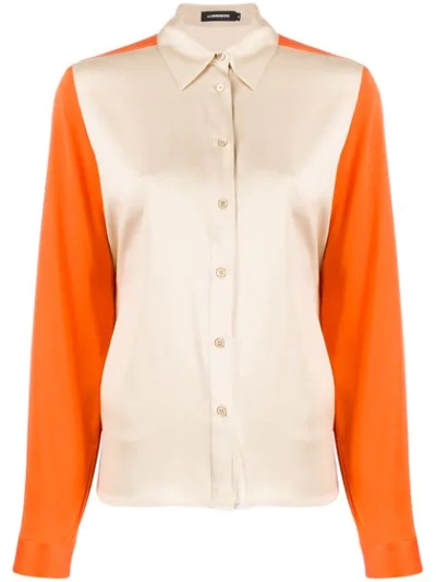 Shop J. Lindeberg Colour-block Fitted Shirt In Orange
