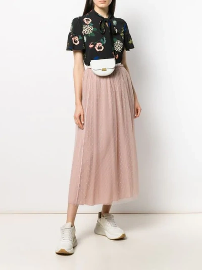 Shop Red Valentino Red(v) Pleated Skirt In Pink