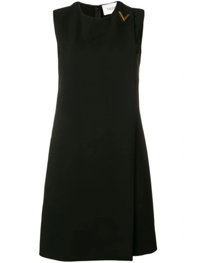 Shop Valentino Logo Plaque Dress In Black