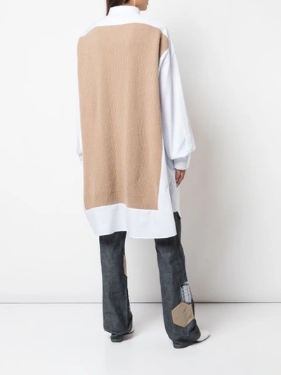 Shop Maison Margiela Ribbed Panel Oversized Shirt In Brown