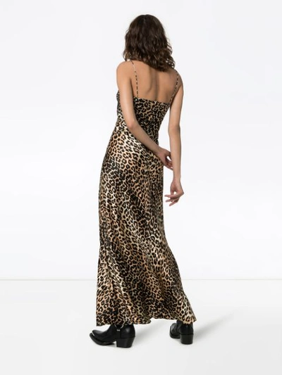 Shop Ganni Leopard Print Slip Dress In Black