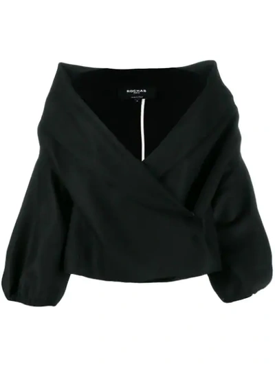 Shop Rochas Wrap Front Jacket In Black