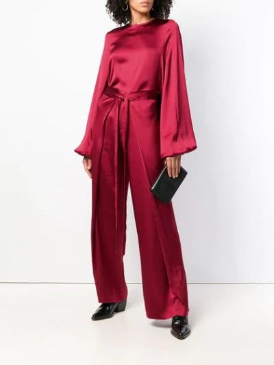 Shop Rouge Margaux Tie Fastening Palazzo Pants In Red