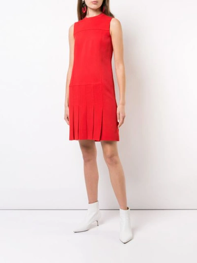 Shop Akris Punto Flared Pleated Dress In Red