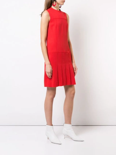 Shop Akris Punto Flared Pleated Dress In Red