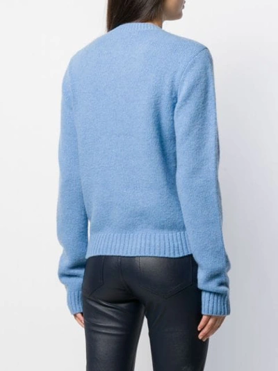 Shop Bottega Veneta Rib-trimmed Jumper In Blue