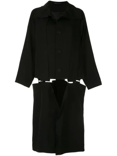 Shop Yohji Yamamoto Suspender Midi Coat In Black