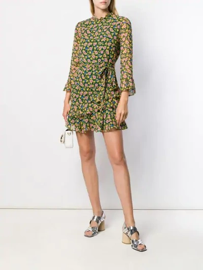 Shop Saloni Floral-print Ruffled Dress In Green