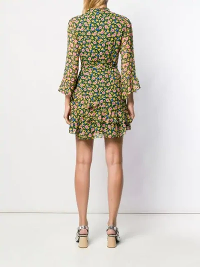 Shop Saloni Floral-print Ruffled Dress In Green