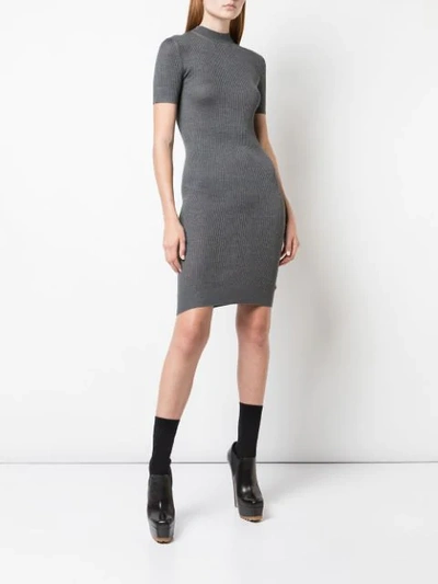 Shop Vera Wang Ribbed Knit Mini Dress In Grey