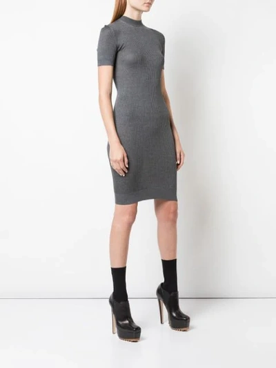 Shop Vera Wang Ribbed Knit Mini Dress In Grey