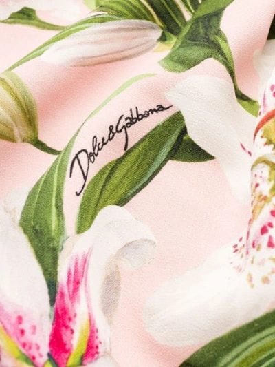 Shop Dolce & Gabbana Lily Print Midi Dress In Pink