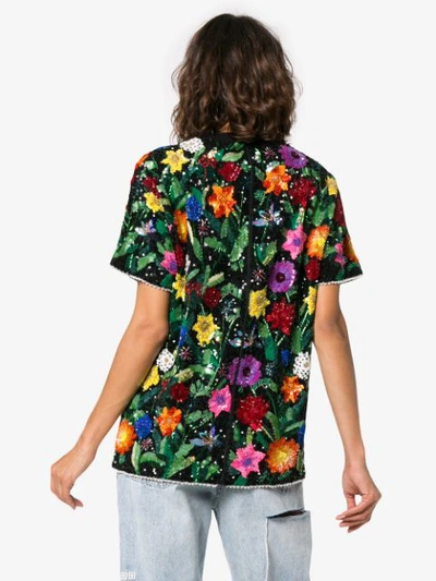 Shop Ashish Naturist Floral Sequin Embellished Top In Black