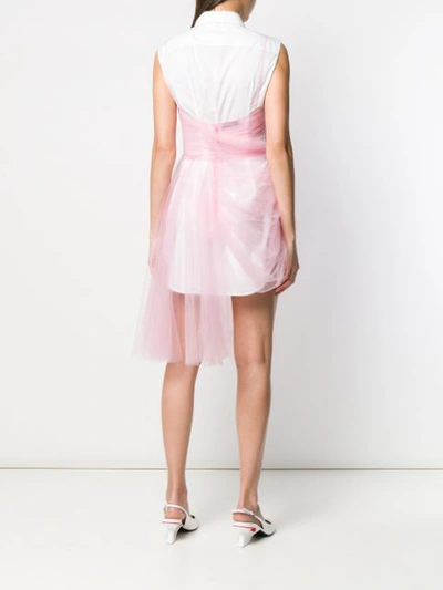 Shop Prada Tulle Panel Shirt Dress In Pink