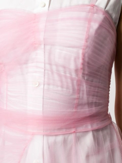 Shop Prada Tulle Panel Shirt Dress In Pink