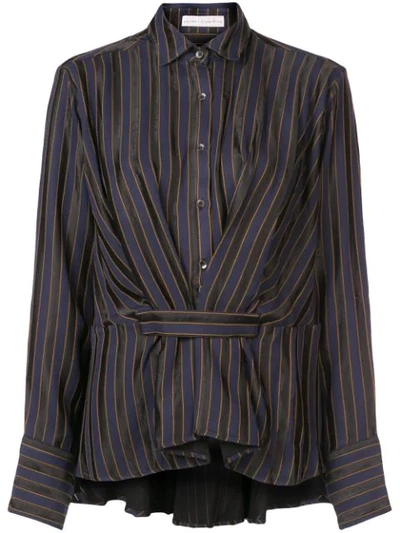 Shop Palmer Harding Palmer / Harding Striped Belted Shirt - Blue