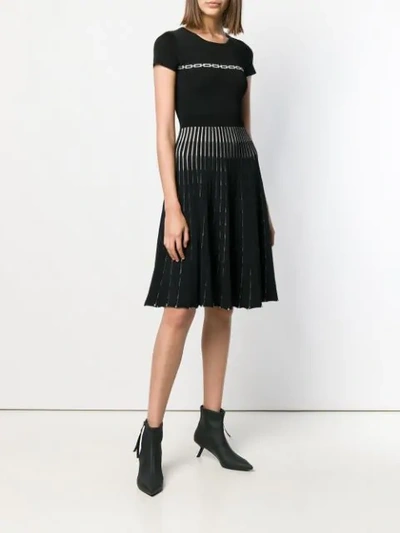 Shop Pinko Chain Pattern Knitted Dress In Black